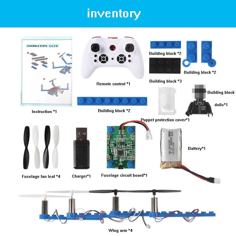 RC Helicopter DIY Building Blocks Drone 2.4G