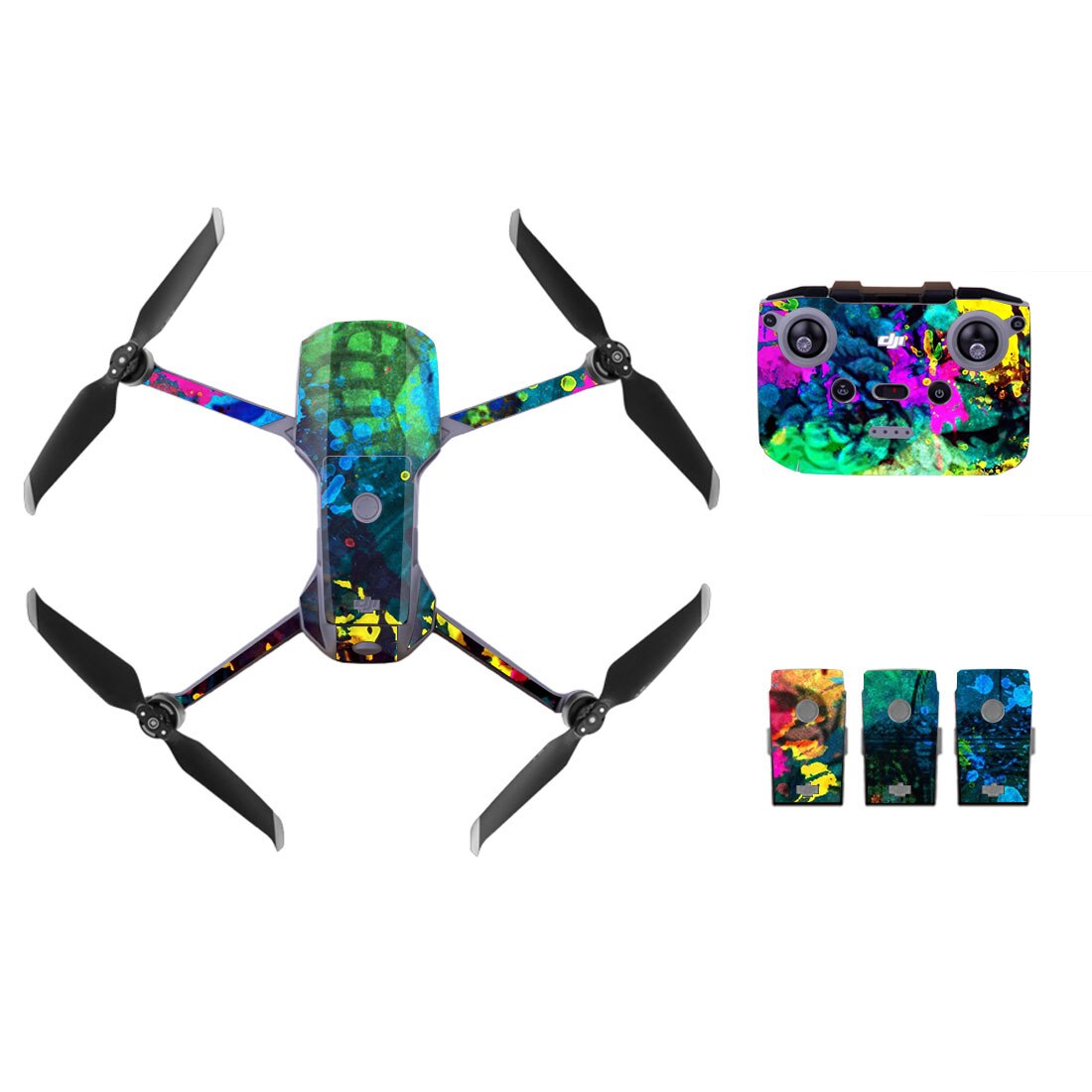 Oil Painting Style Decal Skin Sticker For DJI Mavic Air 2 Drone + Remote Controller Protection Film Cover+3pcs battery stickers