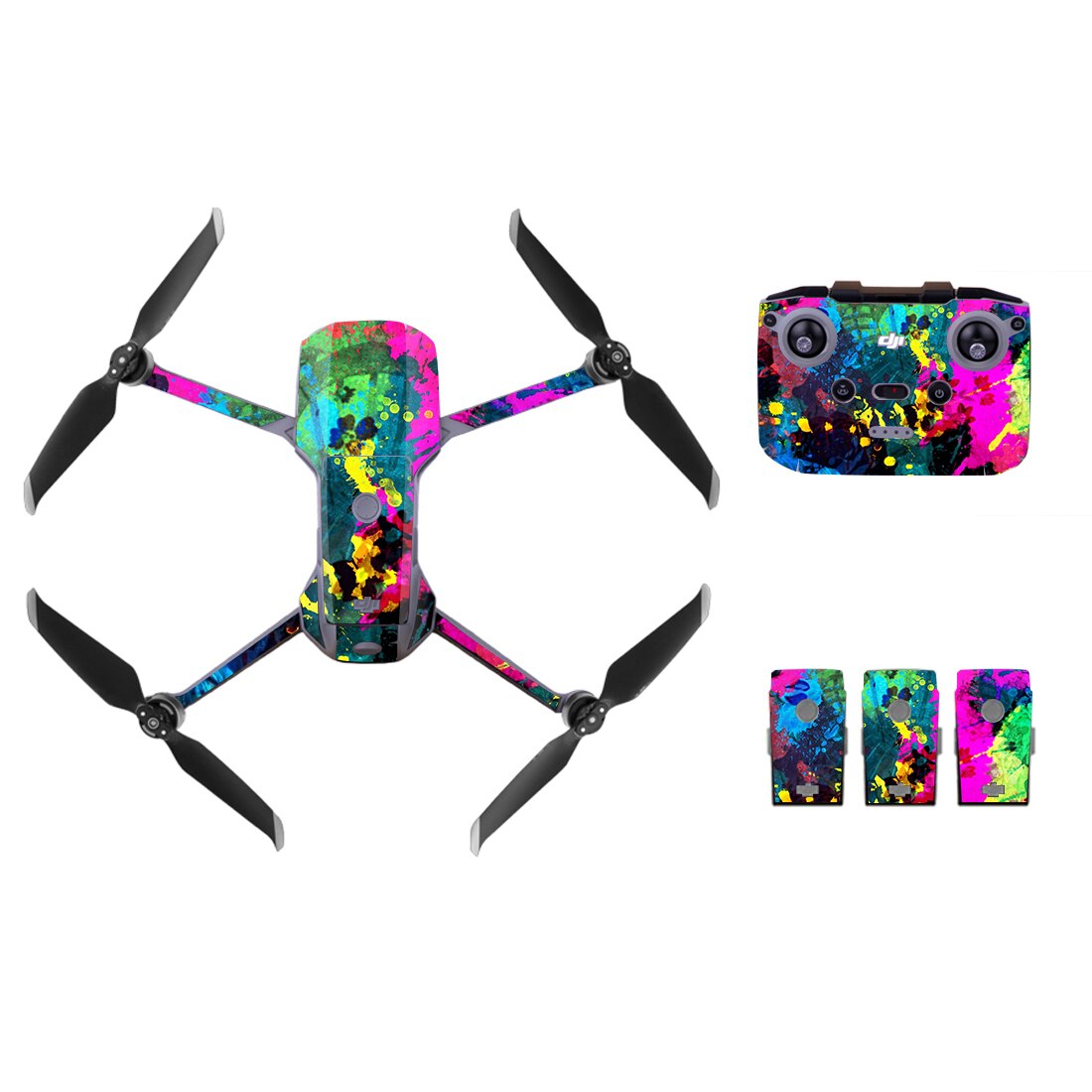 Oil Painting Style Decal Skin Sticker For DJI Mavic Air 2 Drone + Remote Controller Protection Film Cover+3pcs battery stickers